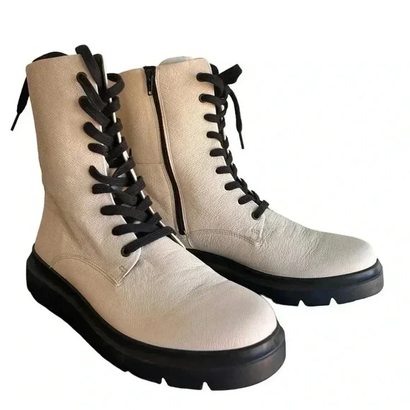 ECCO WOMEN'S NOUVELLE LACE BOOT LimeStone Side Zip Leather EU 41 US 10/10.5 - Picture 4 of 16